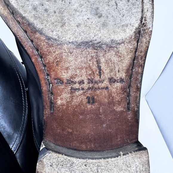 To Boot New York Shoes Mens 11 Adam Derrick Black Leather Oxford Cap Toe Dress - Picture 10 of 12